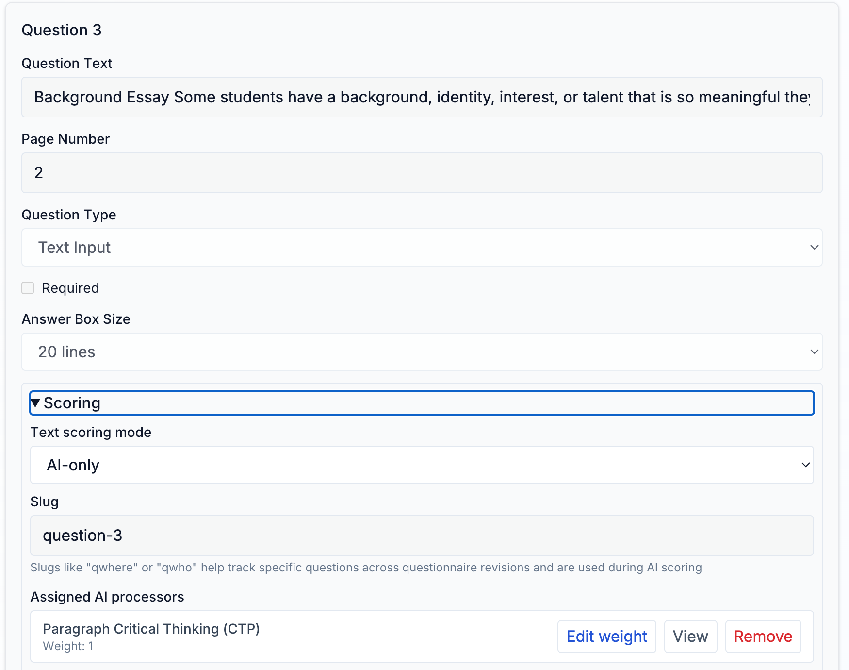 Exam creation interface with MCQ and essay questions
